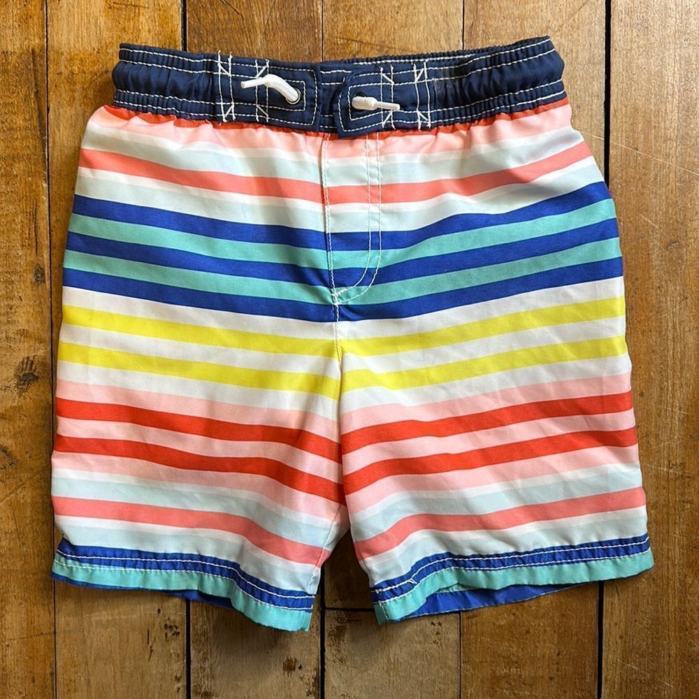 Carters swim trunks size 5 rainbow stripe summer beach vacation